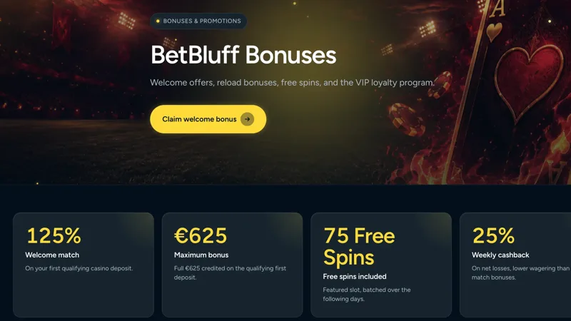 Reload Bonus at Betbluff Casino